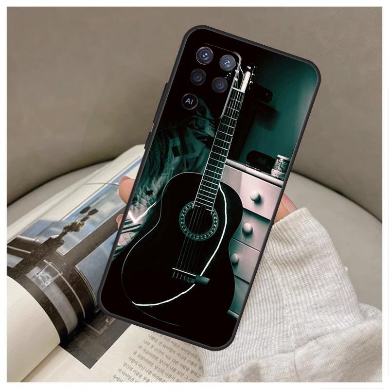 Vintage Music Guitars Case For OPPO A96 A76 A16 A54 A74 A94 A98 A78 A5 A9 A15 A17 A77 A52 A72 A53S A57S A79 Cover