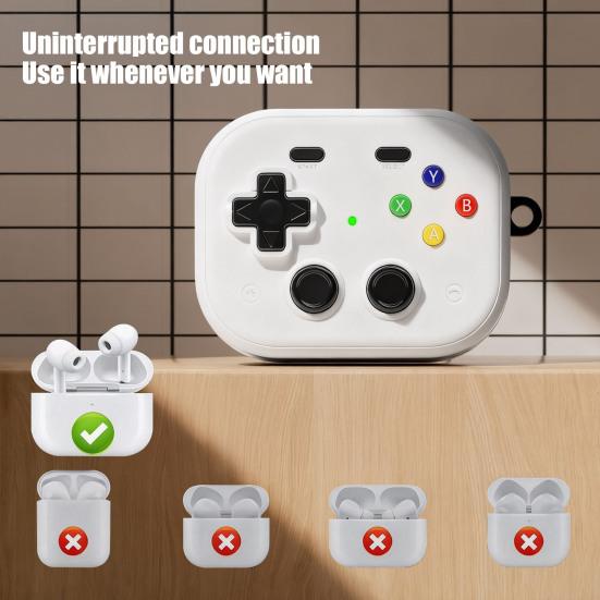 TPU Protective Case with Keychain for Airpods Funny Handheld Game Design Hard Shell Cover with Safety Lock Design for Men