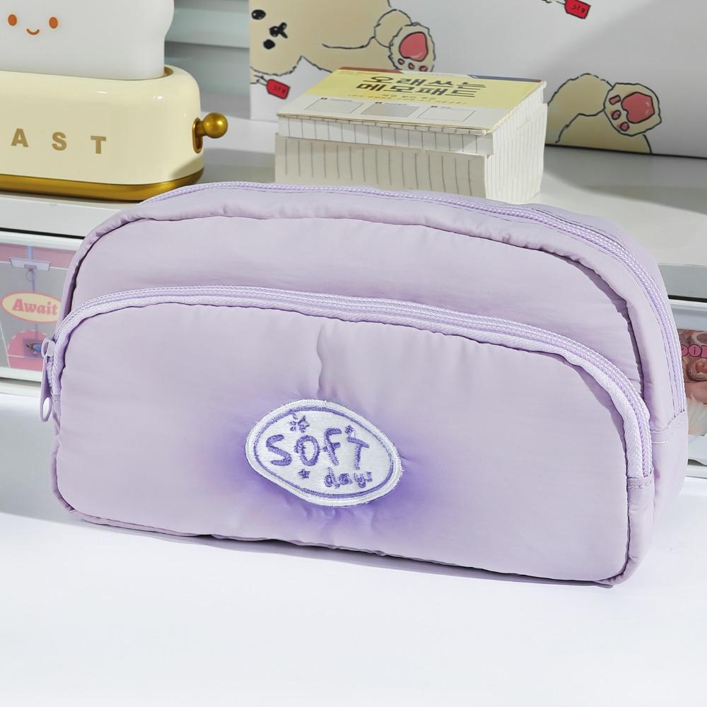Double Layers Pencil Pouch Soft Soufflé Stationery Bag High Quality Pencil Case  Students