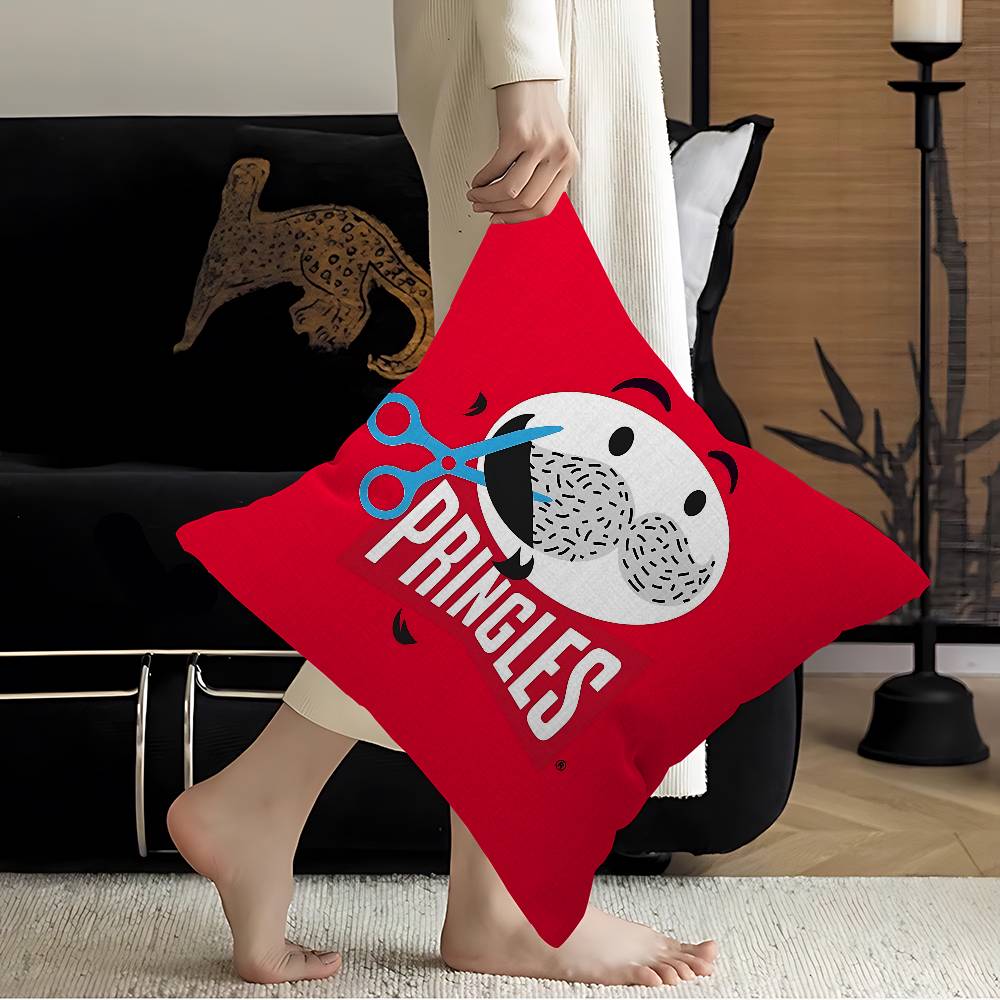 Fashion P-Pringles L-Llc Pillow Covers Cartoon Sofa Decorative Home Double-Sided Printing Short Plush Cute Cushion Cover