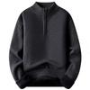 Men's Casual Solid-color Semi-zipper Knitted Sweater, Semi-high-neck Long-sleeved Warm Pullover Sweater