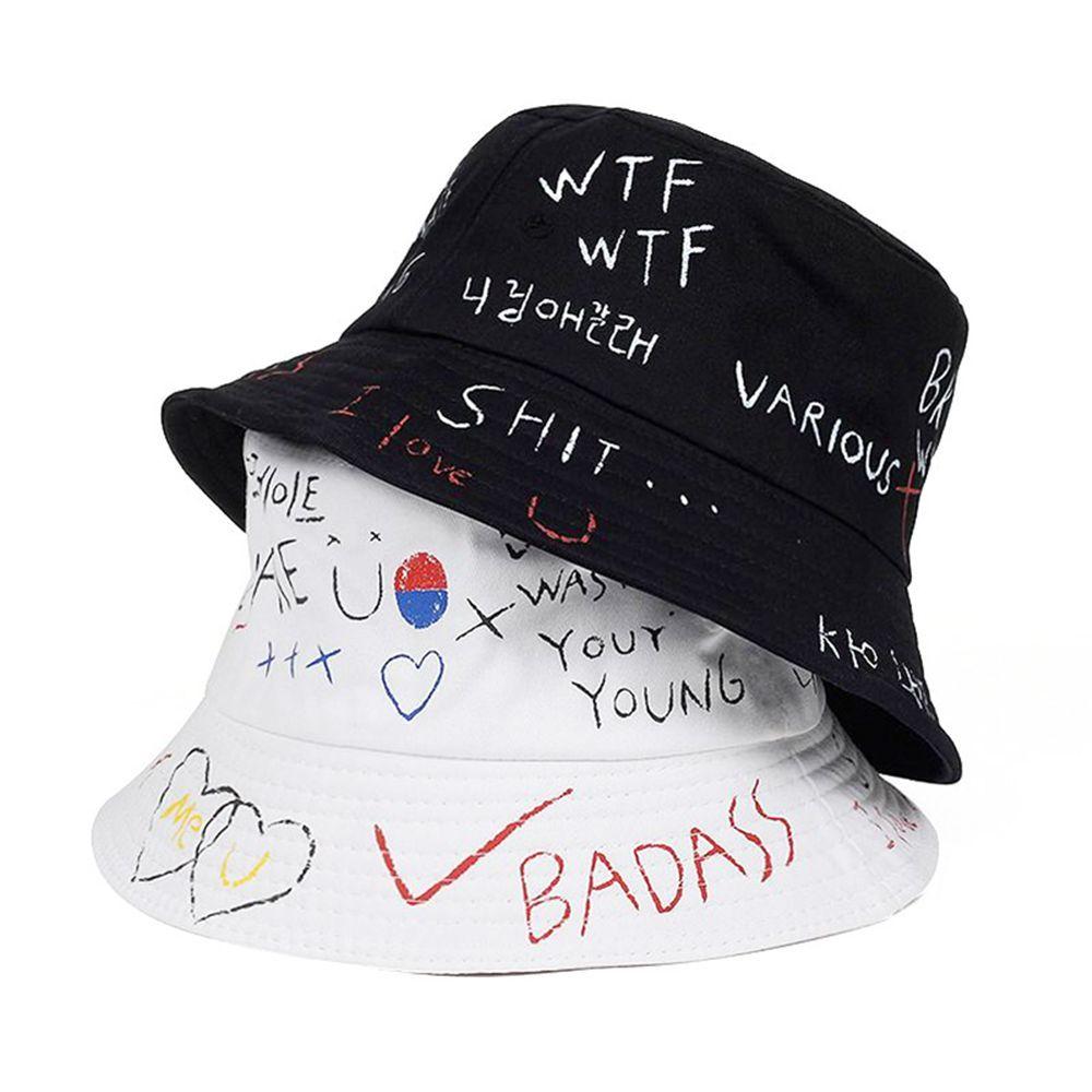 Fashion Outdoor Cotton Fisherman Hat Graffiti Hat Bucket Hat Hip Hop Cap