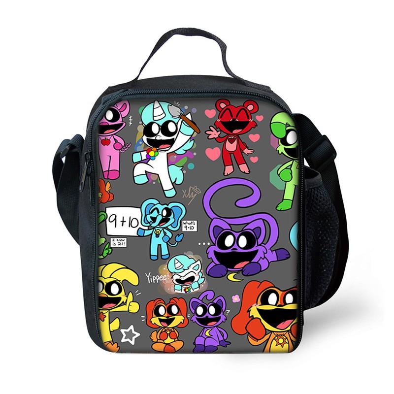 PVC Insulated Lunch Bag With Cute Horror Poppy Smile Animal Print Office Workers Students