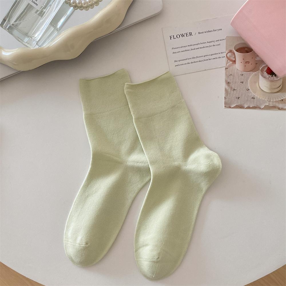Thin Boneless Confinement Socks Solid Color Anti-Pilling Stacking Socks Summer Sweat-Absorbing And Breathable Medium Tube Socks Versatile Cotton Socks