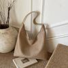 Женские сумки осень-зима 2025 большой вместимости однотонные сумки через плечо популярные универсальные плетеные сумки-ведра под мышкой