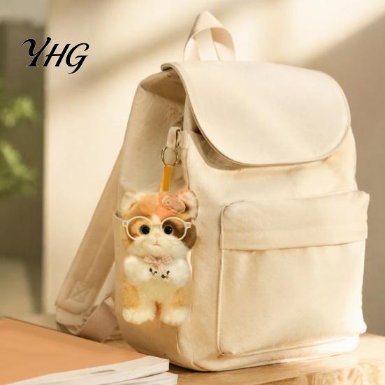 Soft Fabric Bag Decor Cute Plush Kitten Pendant with Glasses And Tie, Stuffed Animal Ornament for Keys Keychain Backpacks Keys, Decorative Hanging