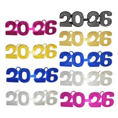 2026 Номер Очки 2026 Счастливого Года Очки Бриллиантовые Блестящие Солнцезащитные Очки Косплей Реквизит Украшение для Рождественской Вечеринки Смешные Очки