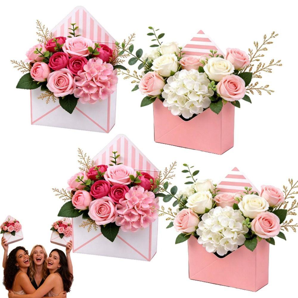 New Folding Valentine Envelope Boxes Empty Stripes Flower Bouquet Package DIY Flower Bouquet Paper Boxes Valentine's Day