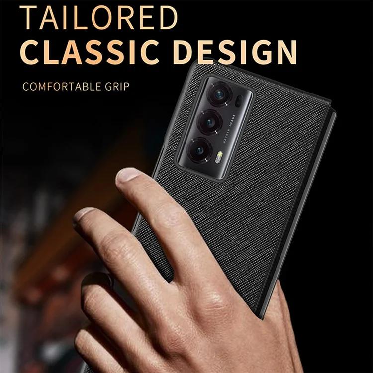 Чехол для телефона Honor Magic V2 5G из искусственной кожи, прорезиненный чехол для телефона с перекрестной текстурой, складной чехол