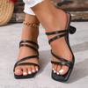 Fashion 2025 Summer Women's Sandals Casual Female Slippers Fashion Sexy Female Shoes Square Heel Open Toe Ankle Strap Sandals Sandalias