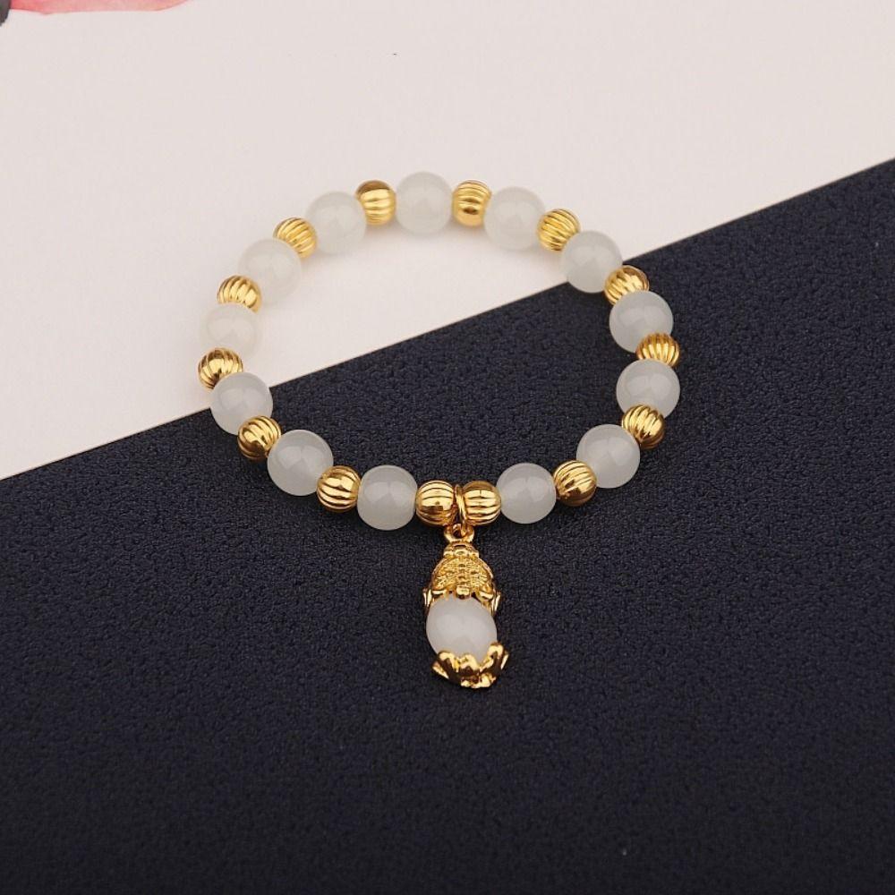 Винтажный браслет из имитации мраморного камня, нежные браслеты с бусинами, браслет с подвеской Пиксю, мужской, женский