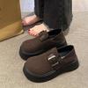 Thick-soled Two Wear Small Leather Shoes Women's Loafers 2025 New Spring and Autumn Single Shoes One Pedal Retro British Style