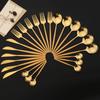 Gold Dinnerware Set Stainless Steel 24Pcs/6Set Flatware Western Steak Knife Fork Coffee Spoon Teaspoon Kitchen Tableware Set