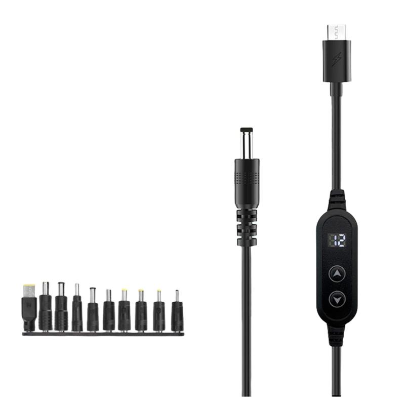 Кабель PD65W USB C - DC5521 для быстрой зарядки, 5В 9В 12В 15В 20В 3А, регулируемый кабель питания с несколькими адаптерами