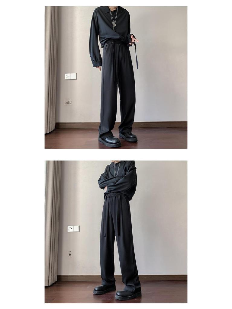 Брюки из итальянского драпированного ледяного шелка в стиле британских яппи с завязками