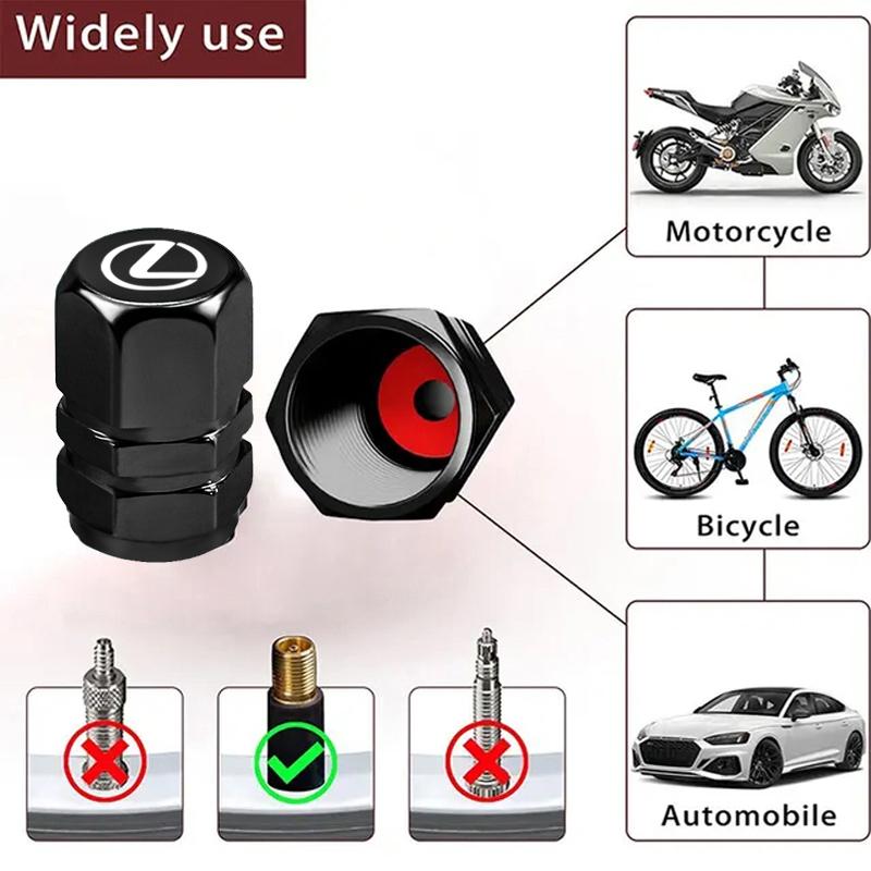 4Pcs Car Wheel Valve Air Core Cap Auto Tire Accessories For Lexus RX300 IS200 IS250 ES350 Ct200h UX250h NX300h ES300h RX400h NX