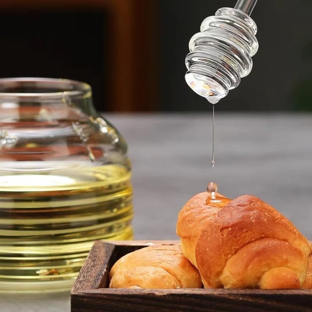 Transparent Honey Storage Container with Dipper and Lid Honey Pot Home Kitchen