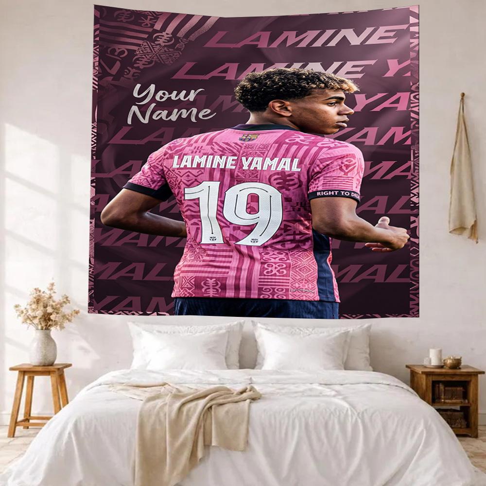 Lamin Yamal Custom Your Name Wall Decor Tapestry Art For Pet Memorial Birthdaywedding Party Backdrop Family Gift