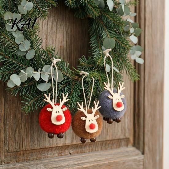 Unique Christmas Ornaments for Door Handles Felt Elk Hanging Ornaments, Cute Fuzzy Pom Reindeer Small Lightweight Xmas Tree Pendant, Holiday