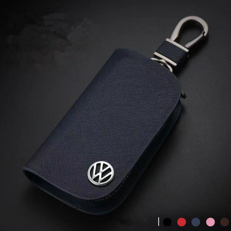 Valve Stems Caps Leather Car Key Case Cross Pattern Car Key Cover Key Holder For VW Volkswagen Golf Polo Passat Tiguan Touran Je zg1