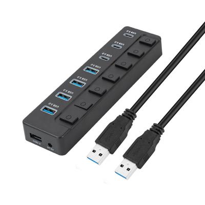 USB C Адаптер 7 в 1 Разветвитель с 4 портами USB 3.0 3 порта Type-C Скорость 5 Гбит/с Переключатели Управляемый Адаптер Передачи Данных