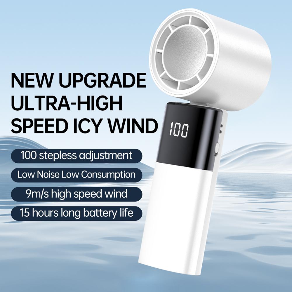 Ручной вентилятор Высокоскоростной портативный турбовентилятор Электрический вентилятор с USB-аккумулятором и цифровым дисплеем