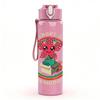 1PC Happy Flower Circular Badge Print 750ml Color Plastic Sports Water Bottle Leakproof Flip Straw Lid Suitable for Sports Office Home Use