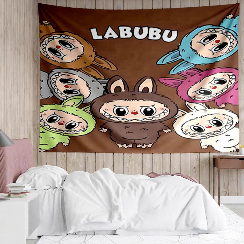 labubu Tapestry for Bedroom Aesthetic Classroom Tapestries Wall Hanging for Living Room Dorm Office,Ideal Creative Gift