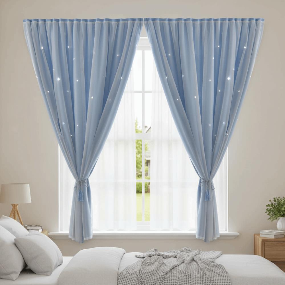 1 шт. Неперфорированная штора с полыми звездами, самоклеящаяся штора для спальни, украшение для гостиной