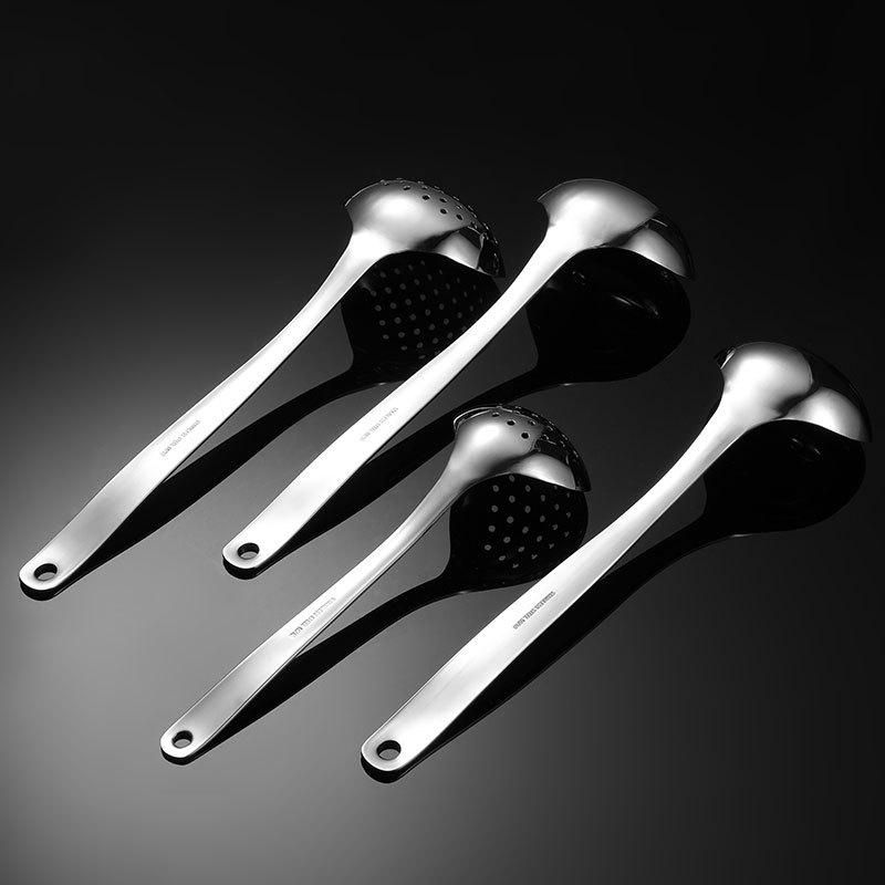 HANYANG 304 Stainless Steel Soup Shell Leakage Spoon Gold Titanium Plated Multi-specification Hot Pot Soup Spoon Household Kitchen Tableware