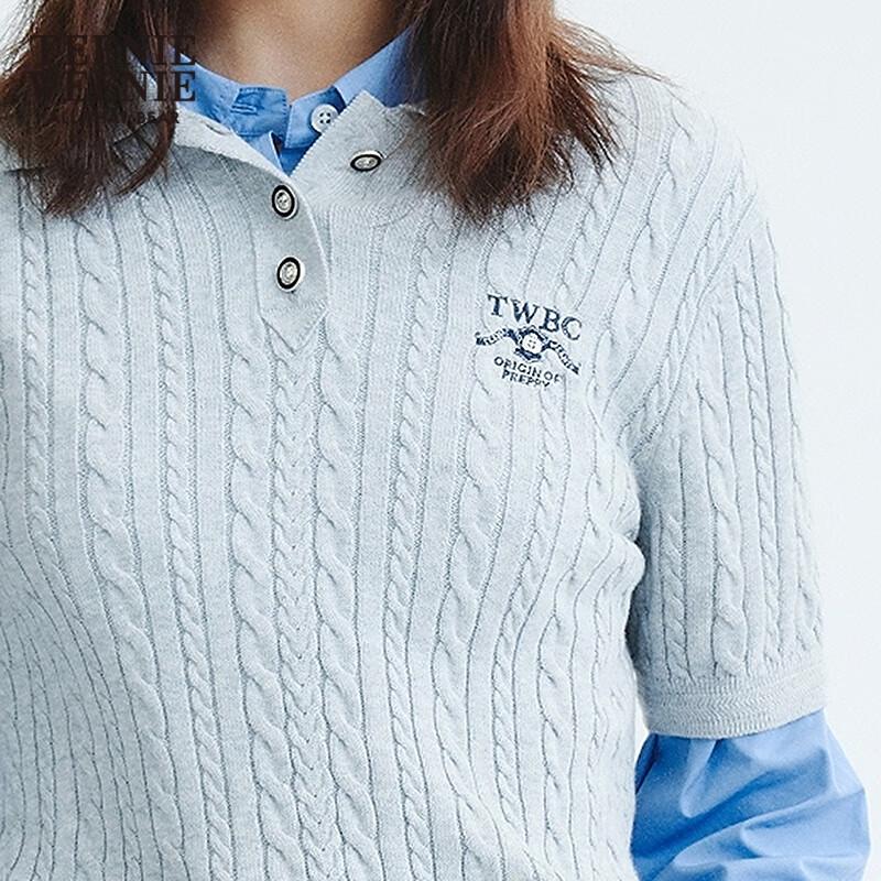 Женский трикотажный свитер поло с коротким рукавом в стиле преппи от Teenie Weenie