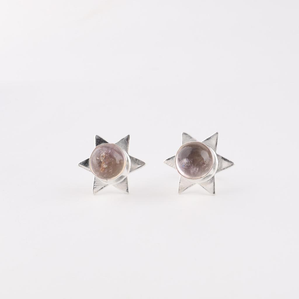 Аметрин Драгоценный камень Серебро 925 пробы Ювелирные изделия Ручной работы Серьги-пусеты 0.44" Подарок EE-175-25