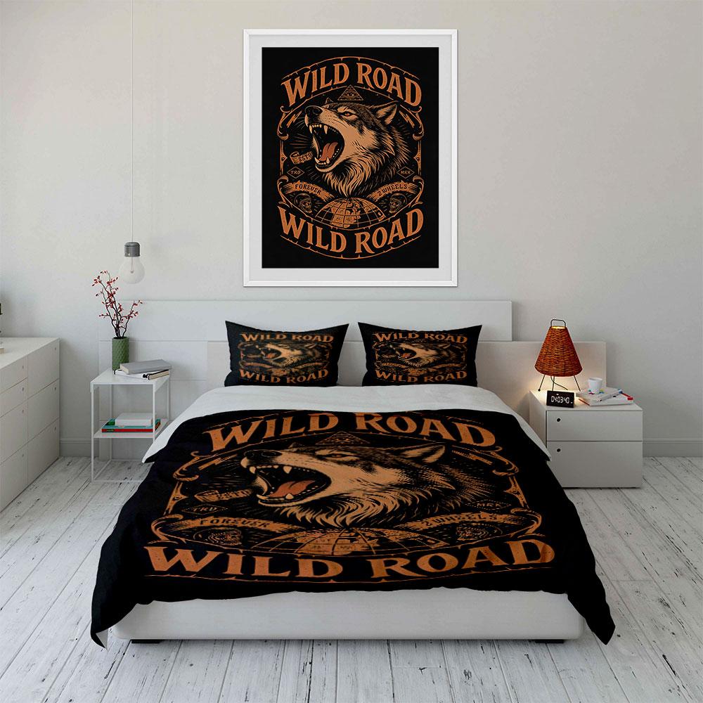 Wolf, globe, "Wild Road". Bedding sets Duvet cover sets Duvet covers Pillowcases(1 * Duvet Cover 2 * Pillowcases without duvet insert)