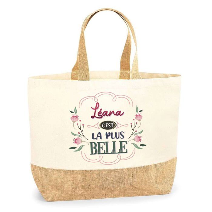 Cabas en jute - PLANETEE - Léana la plus belle - Multicolore - Jute naturel - Fabriqué en France