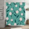 Floral Pattern Shower Curtain Decor Bathroom Waterproof Fabric Decoration Home Decorative Accessories Green with Pink Flowers Si