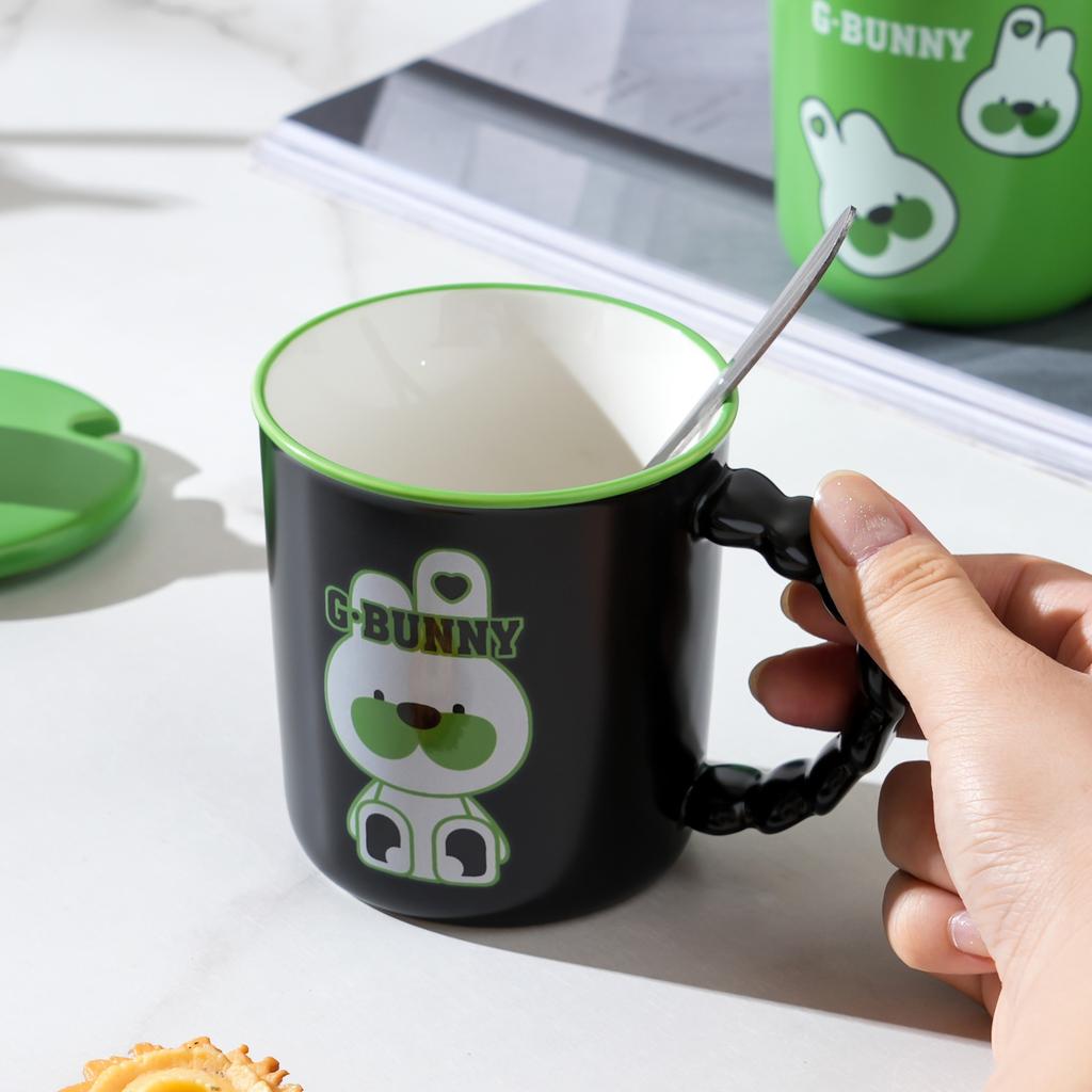 Новая мультяшная кофейная чашка, портативная керамическая чашка для девочек с дорогими чашками для дома, сувениры с крышкой, ложкой, стаканом для воды