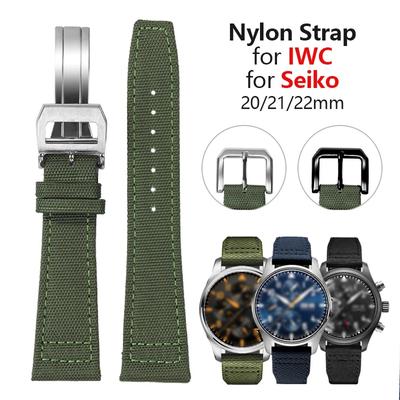 Ремешок для часов, нейлоновый парусиновый браслет для Seiko, сменный браслет для IWC PILOT для Португалии, PORTOFINO, 20/21/22 мм, со складной пряжкой