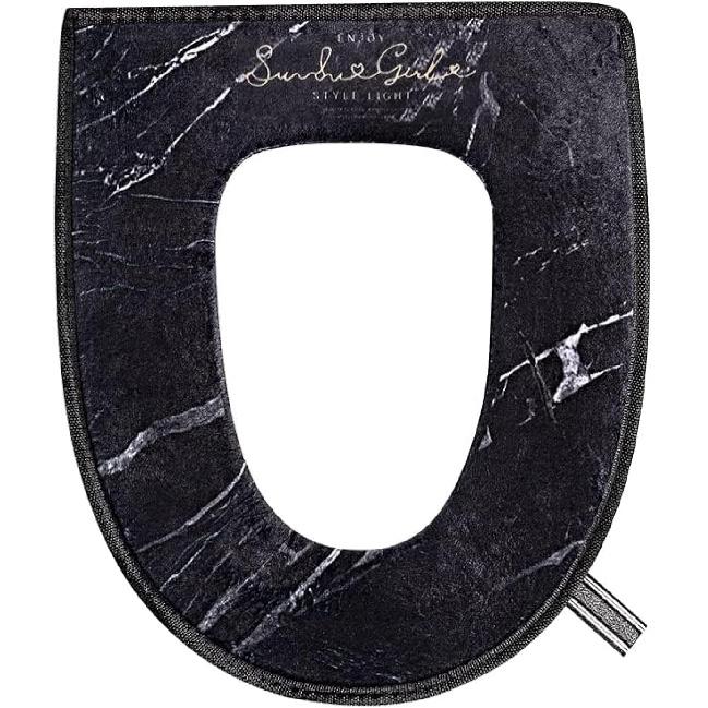 Duoduo Toilet Seat Cover with Zipper, Washable Standard Toilet Lid Cover with Handle, Soft Thicken Warm Cover Pad Cushion for Bathroom, Fits All