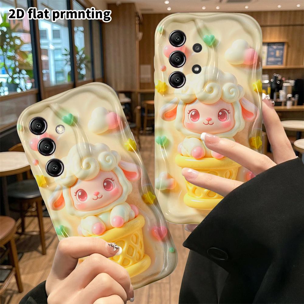 Чехол для телефона: 2D плоский дизайн, подходящий для защитного чехла Samsung Galaxy A34 A35 M05 M06 S20 S22 S21 FE Plus 5G, Мороженое Маленький Овечка, идеальный Рождест
