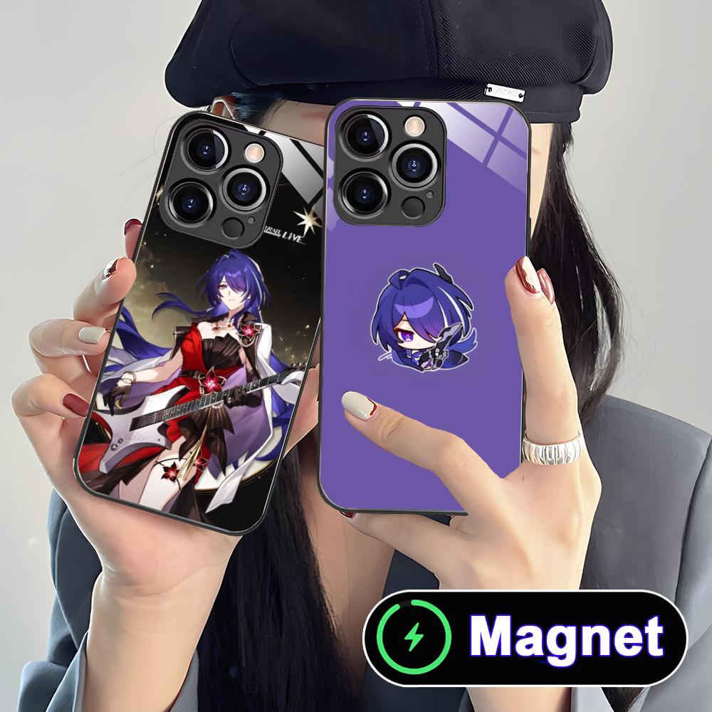 HSR Acheron Стеклянный чехол для мобильного телефона MagSafe для iPhone 17 16 15 14 13 12 11 Air Pro Max Plus Mini Цветной чехол
