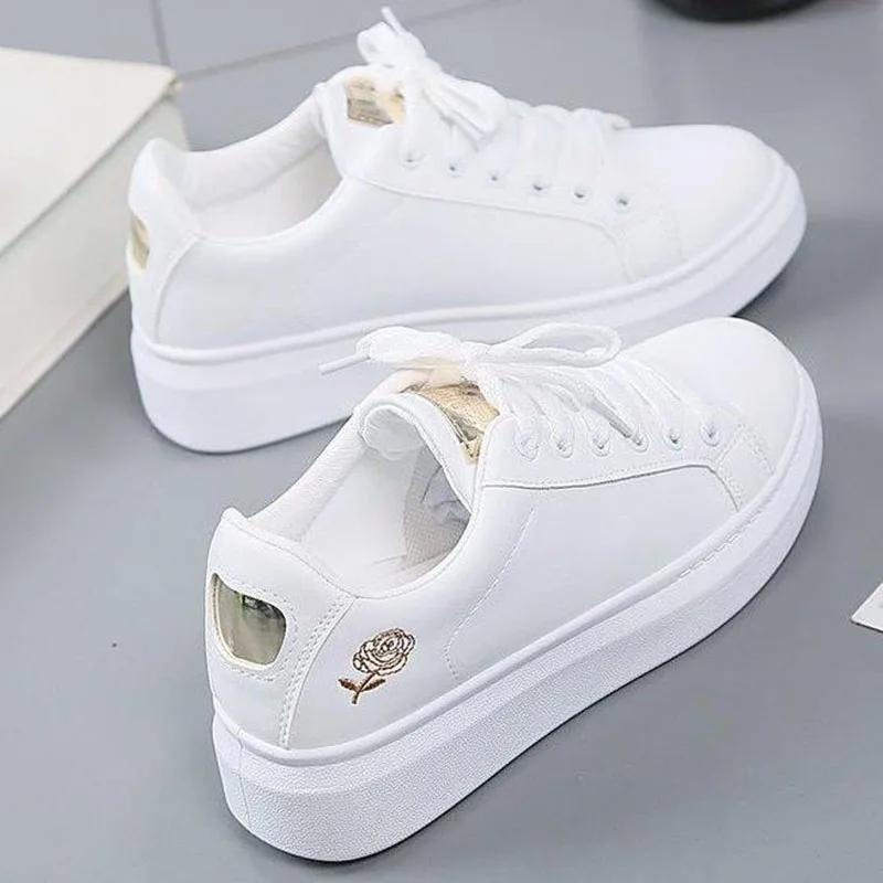 Women's Vulcanize Shoes White Shoes Women Running Spring Autumn Fashion Breathable Lace-Up Casual Sneakers Zapatos De Mujer