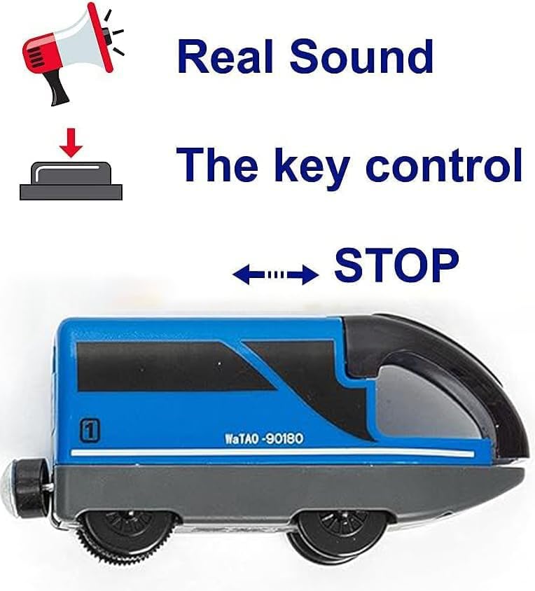 TOPLIVING Battery-Operated Magnetic Intercity Train with Wooden Train Toy Figures, Locomotive Train Toy for Toddlers Ages 3-5