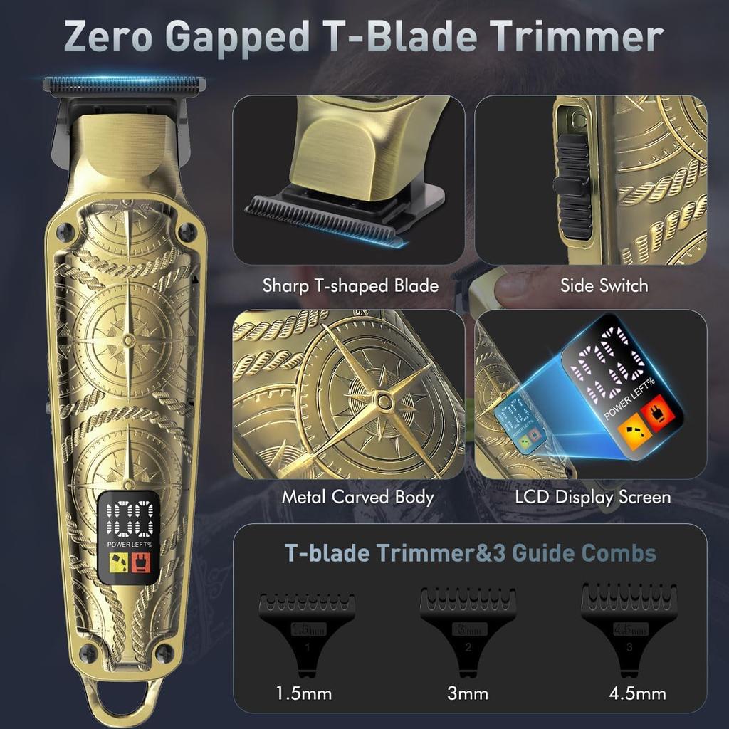 Hatteker Professional Beard Trimmer Triple Cut Electric Cordless Shaver Set with LCD Gift for Men Men's Kit, Razor, Display,