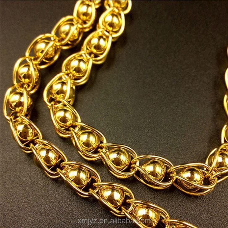 Gold Dubai Brass Fine Jewelry Men's Faucet Gold Plated Vacuum Plating Bead Necklace