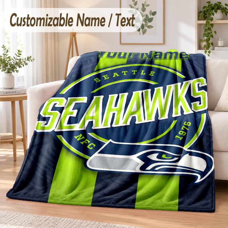 Фланелевое одеяло с индивидуальным текстом Принт Seattle Seahawks Теплое уютное одеяло для дома дивана кровати