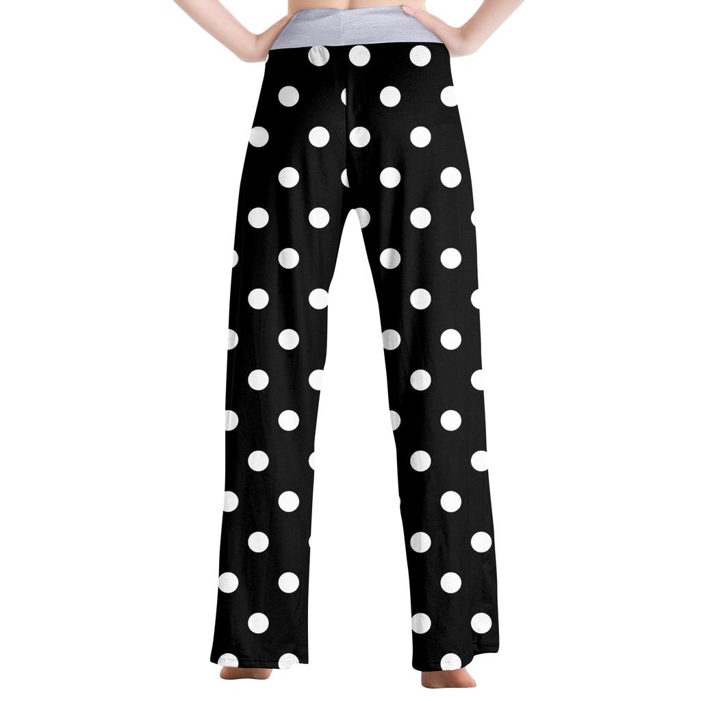 Women's Fashion Casual Comfortable Pajama Pants Printed Drawstring Wide Leg Pants