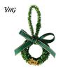 Artificial Wreath with Bow Mini Christmas Ornament, Miniature Bow, Handmade Ornaments Pinecone, Xmas Tree Hanging for Holiday Party Decor