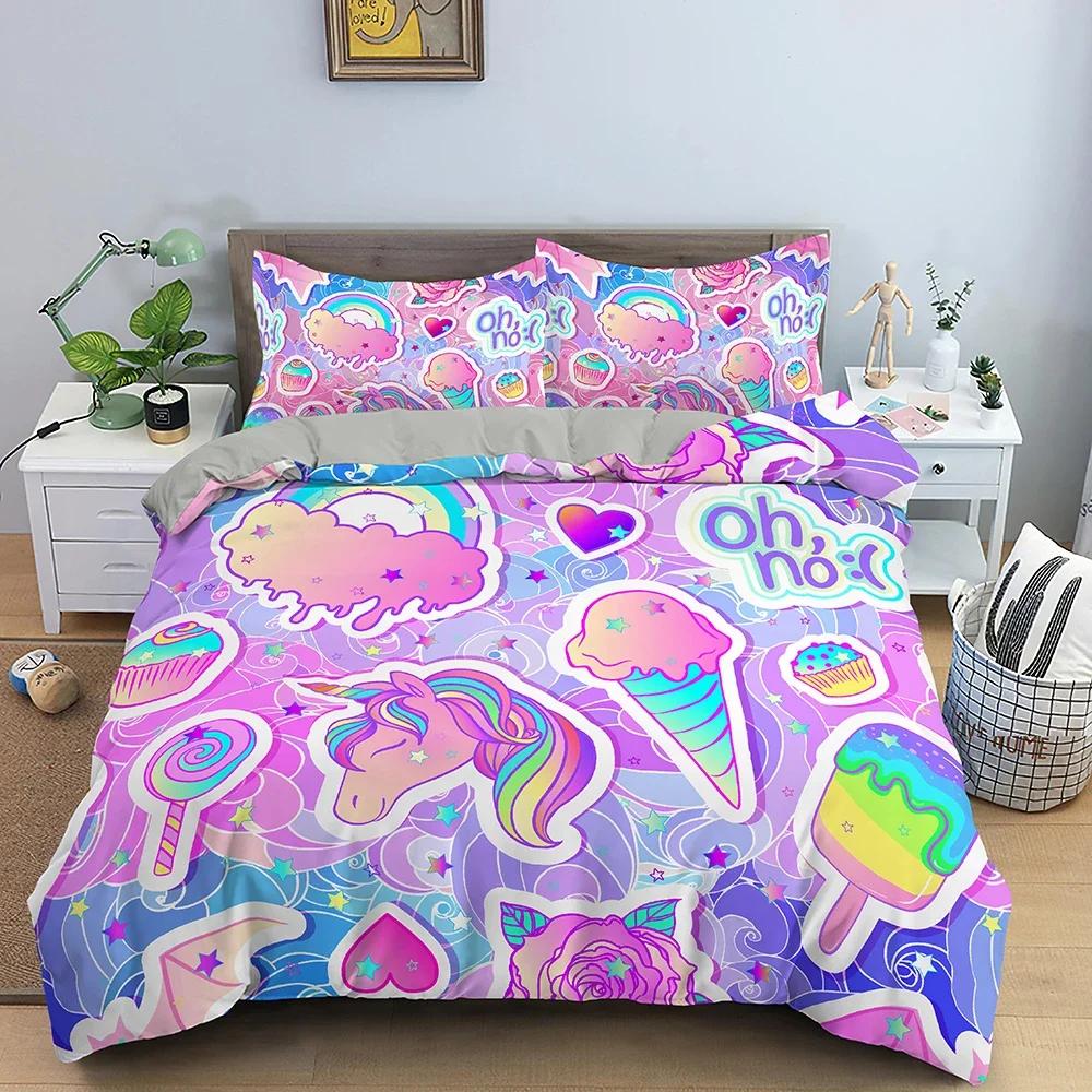 2/3Pcs Cartoon Animal Duvet Cover Luxury Soft Bedding Set For Children Bedroom Quilt / Comforter Cover King Twin Home Decor
