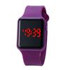 Спортивные однотонные резиновые ремешки с квадратным циферблатом, светодиодные детские электронные наручные часы