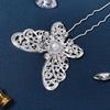 Vintage-Style Metal Hollow Butterfly Hairpins, Silvery Hair Clips with Butterfly Faux Pearls and Rhinestones for Brides